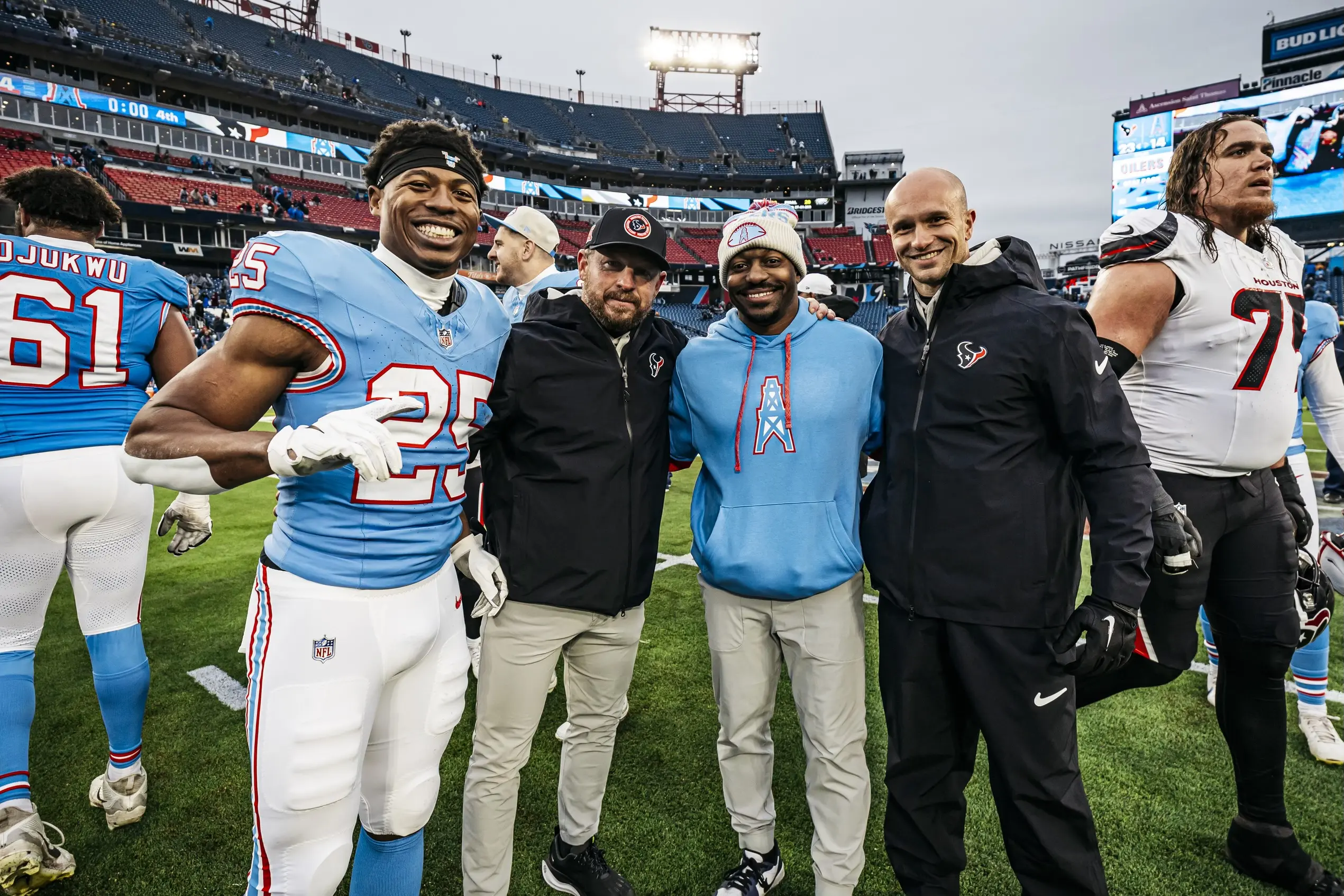Marc Lewis and a colleague at NRG Stadium, home of the Houston Texans